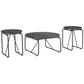 Modern 3 Piece Coffee Table Set with Side Tables, Metal Base, Charcoal By Casagear Home