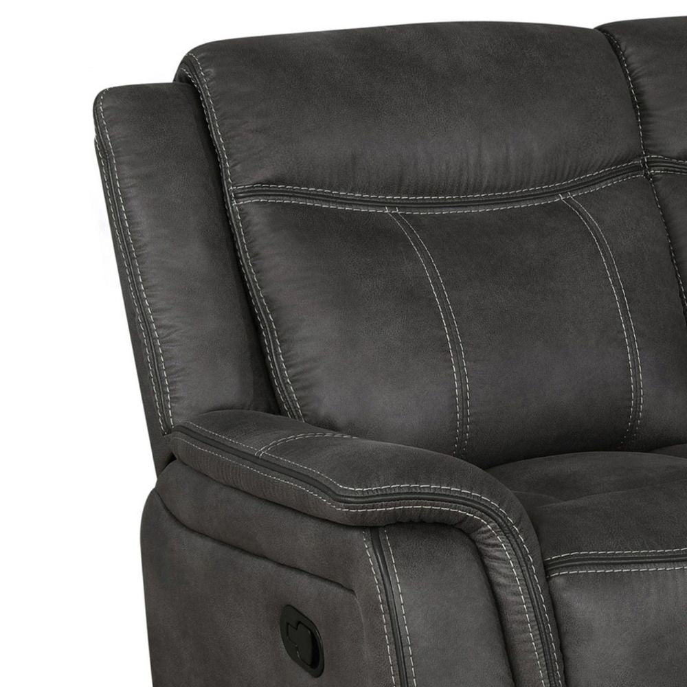 Tom 85 Inch Motion Manual Recliner Sofa Gel Memory Foam Black Faux Leather BM294105