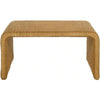 36 Inch Square Rattan Coffee Table, Waterfall Edges, Natural Textured Brown