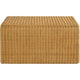 36 Inch Square Rattan Coffee Table Waterfall Edges Natural Textured Brown BM294123