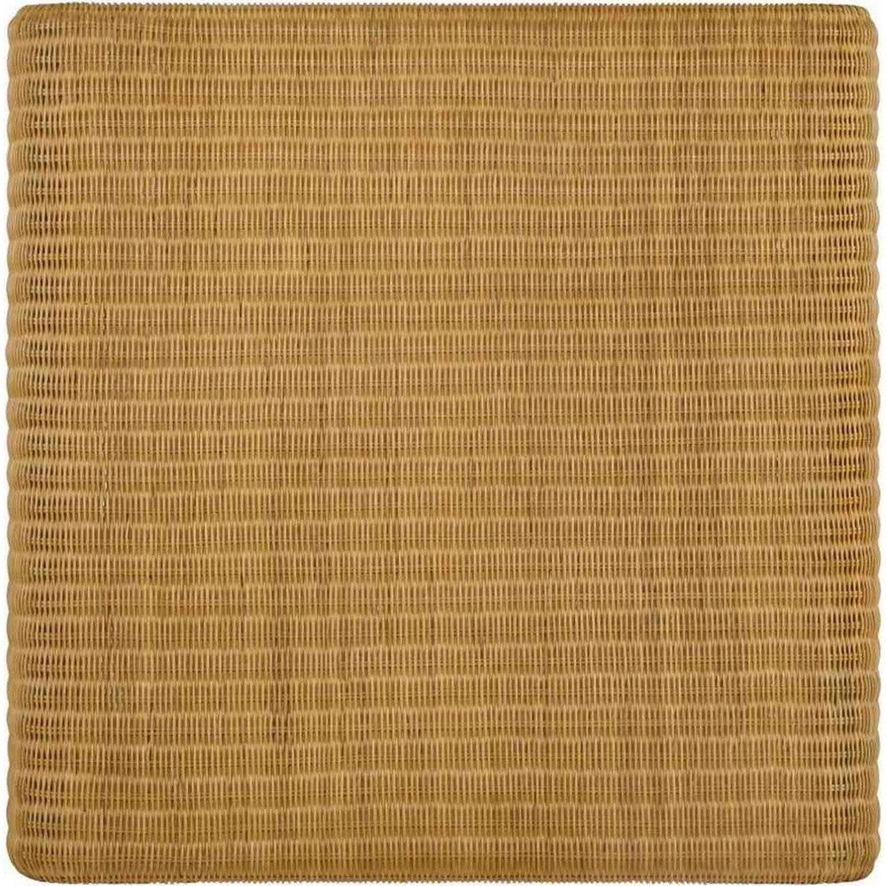 36 Inch Square Rattan Coffee Table, Waterfall Edges, Natural Textured Brown