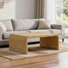 36 Inch Square Rattan Coffee Table, Waterfall Edges, Natural Textured Brown