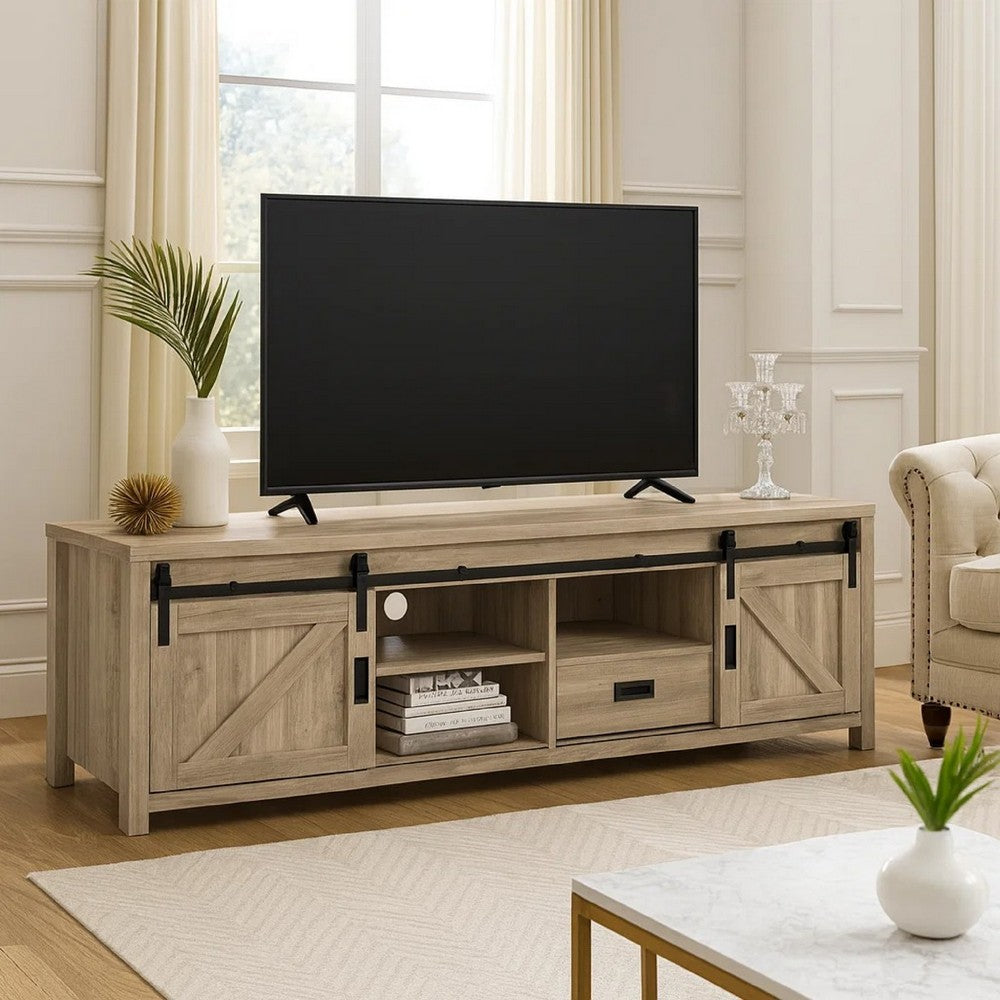Sem TV Console | 79" | Sliding Doors | 2 Drawers | Brown