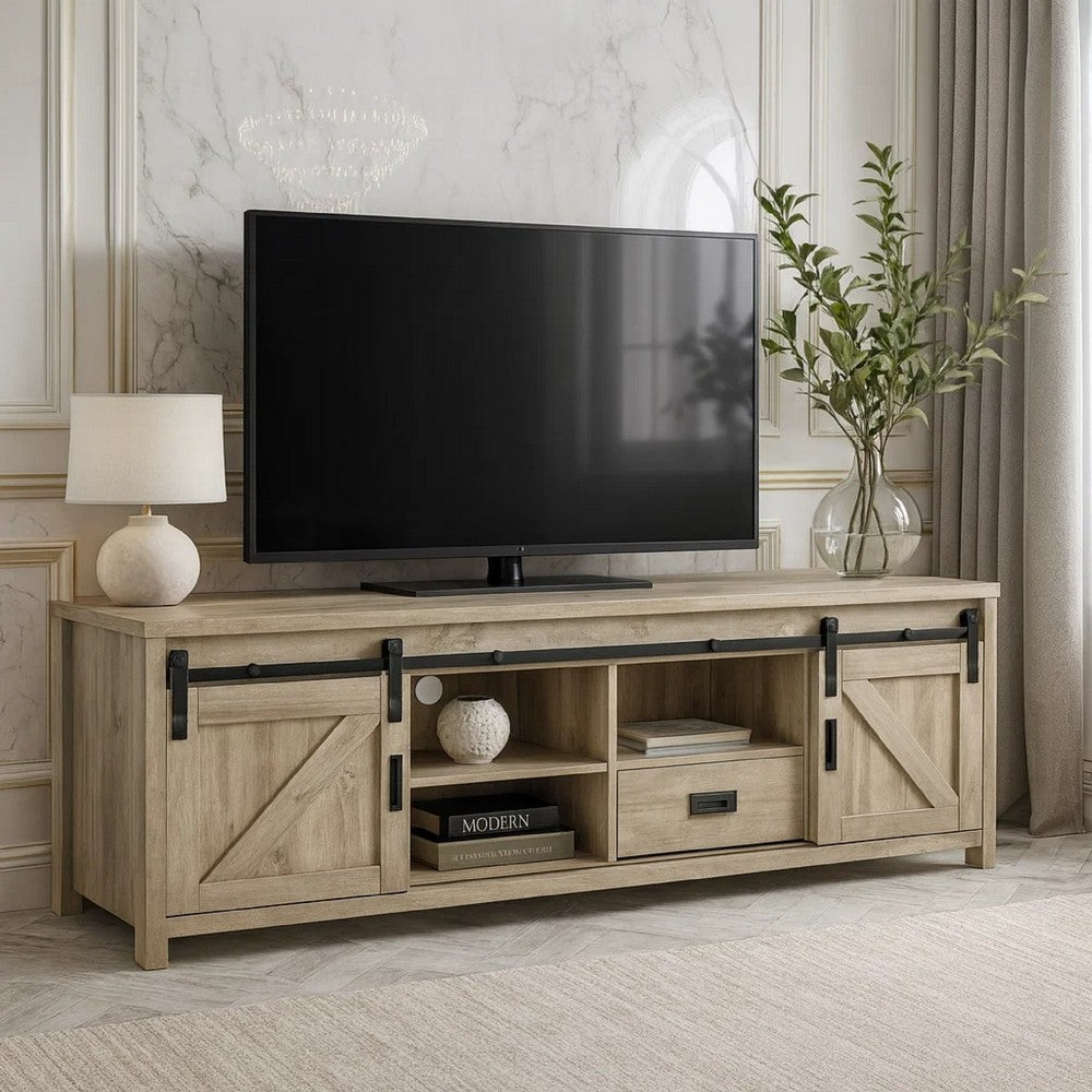 Sem TV Console | 79" | Sliding Doors | 2 Drawers | Brown
