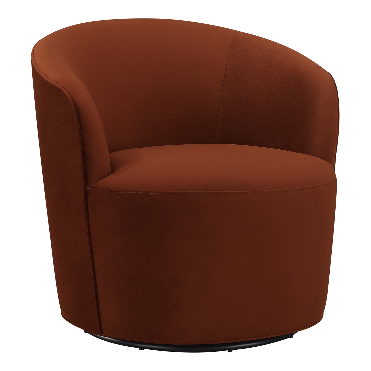 30 Inch Swivel Accent Chair Padded Barrel Style Burnished Orange Velvet By Casagear Home BM294138