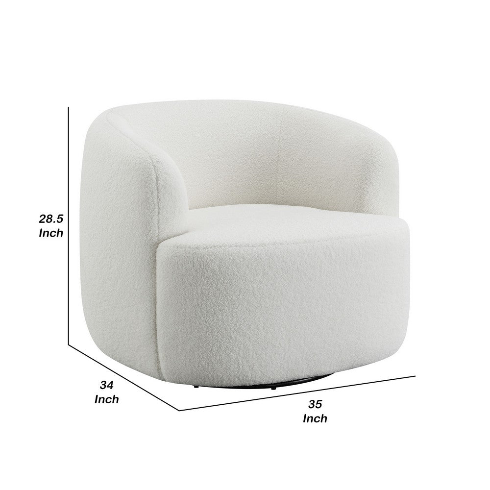 Swivel Accent Chair | 35’’ | Barrel Back | White Upholstery BM294140