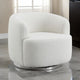 Swivel Accent Chair | 35" | Barrel Back | White Upholstery