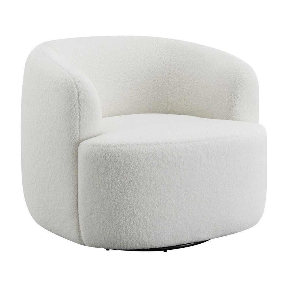 Swivel Accent Chair | 35’’ | Barrel Back | White Upholstery BM294140