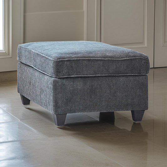 38 Inch Modern Ottoman, Smooth Gray Chenille Fabric, Plush Cushioned Seat By Casagear Home