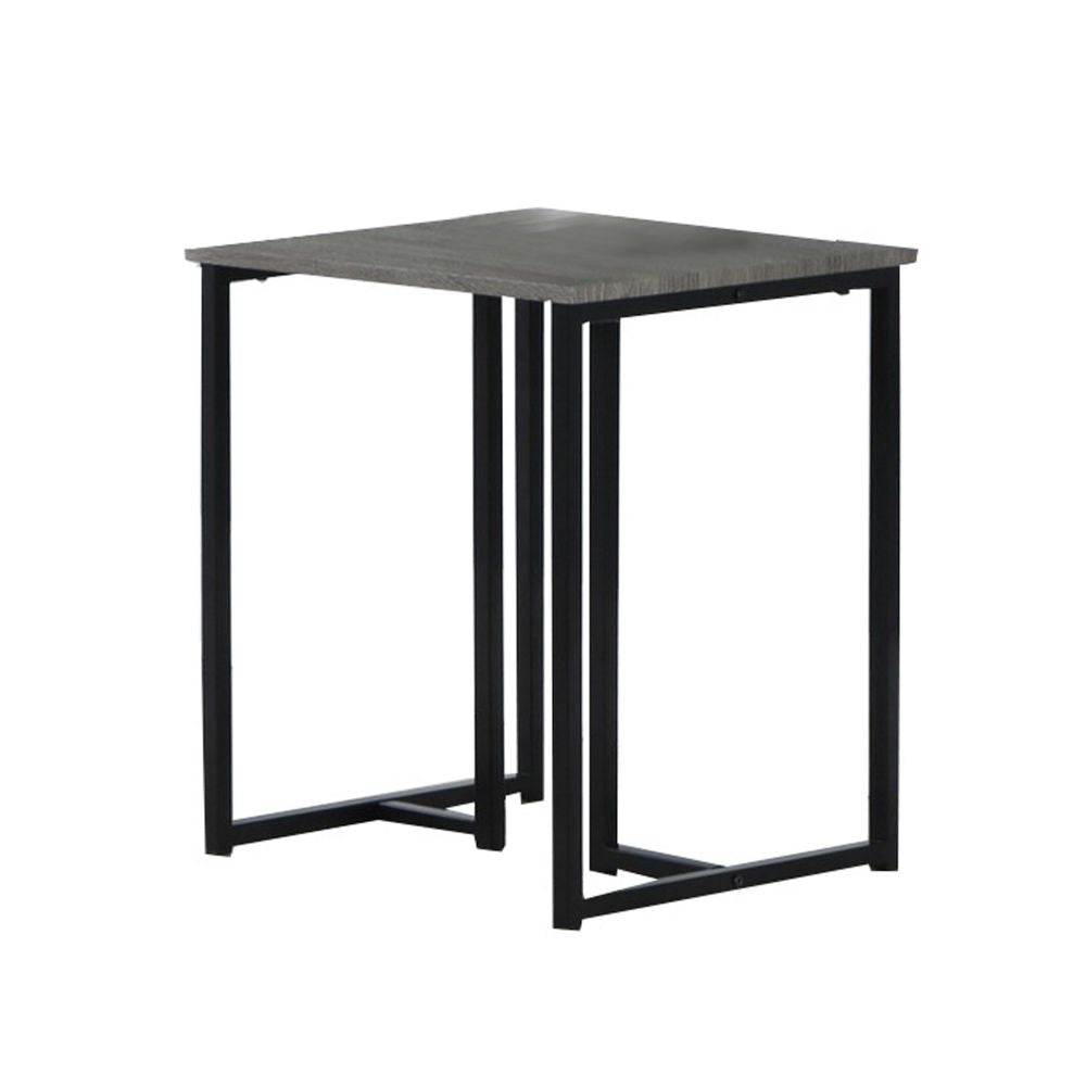 3 Piece Coffee Table Set Rustic Brown Tabletop Powder Coated Metal Frame BM294156