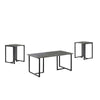 3 Piece Coffee Table Set, Rustic Brown Tabletop, Powder Coated Metal Frame