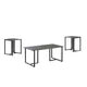 3 Piece Coffee Table Set, Rustic Brown Tabletop, Powder Coated Metal Frame