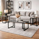 3 Piece Coffee Table Set, Rustic Brown Tabletop, Powder Coated Metal Frame