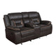 Tye 77 Inch Glider Manual Recliner Loveseat, Cool Dark Brown Faux Leather