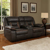 Tye 77 Inch Glider Manual Recliner Loveseat, Cool Dark Brown Faux Leather