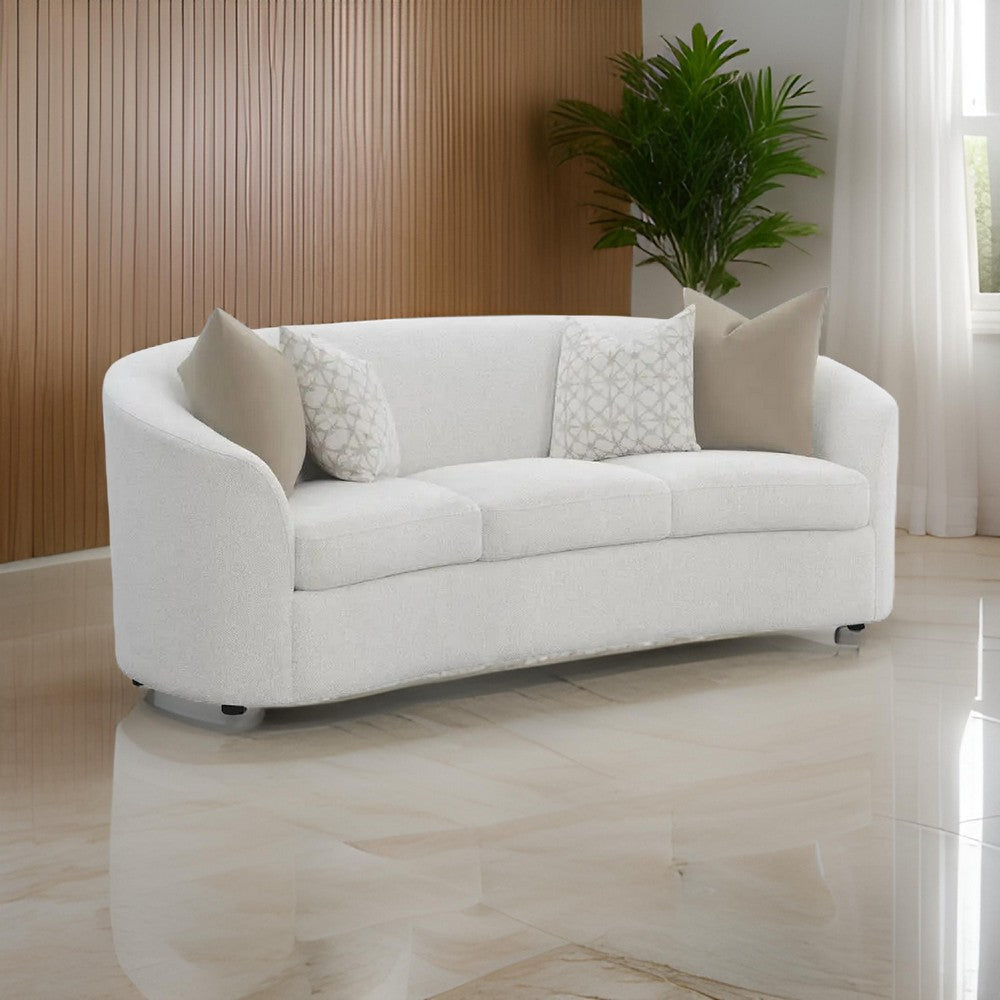 Tia Sofa | 89" | Curved | 2 Pillows | Cream Boucle Fabric