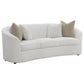 Tia 89 Inch Modern Curved Sofa with 2 Throw Pillows, Cream Boucle Fabric By Casagear Home