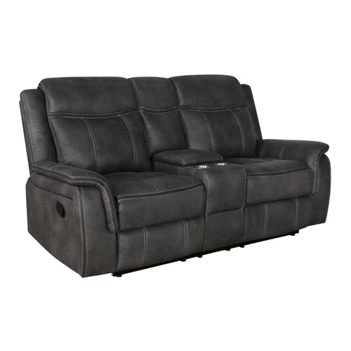 Tom 74 Inch Motion Manual Recliner Loveseat, Gel Foam, Black Faux Leather