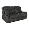 Tom 74 Inch Motion Manual Recliner Loveseat, Gel Foam, Black Faux Leather