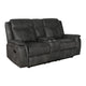 Tom 74 Inch Motion Manual Recliner Loveseat, Gel Foam, Black Faux Leather
