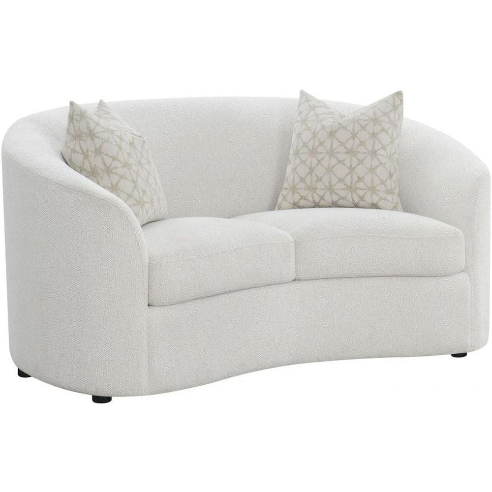 Tia Loveseat | 66" | Curved | 2 Pillows | Cream Boucle Fabric