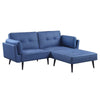 81 Inch Adjustable Sofa and Ottoman Set, Blue Fabric, Buttonless Tufting