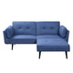81 Inch Adjustable Sofa and Ottoman Set Blue Fabric Buttonless Tufting BM294194