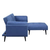 81 Inch Adjustable Sofa and Ottoman Set Blue Fabric Buttonless Tufting BM294194
