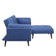 81 Inch Adjustable Sofa and Ottoman Set Blue Fabric Buttonless Tufting BM294194