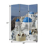 71 Inch Folding Screen Room Divider Two Sided Grecian Skyline Design BM294231