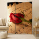 Liva 71 Inch Modern Folding Screen Room Divider, Rose and Sheet Music