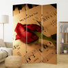 Liva 71 Inch Modern Folding Screen Room Divider, Rose and Sheet Music