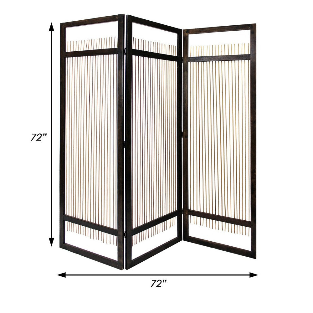 Yetta 72 x 72 Indoor Outdoor Folding Screen Room Divider Willow Brown BM294237