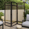 Yetta 72 x 72 Indoor Outdoor Folding Screen Room Divider, Willow, Brown