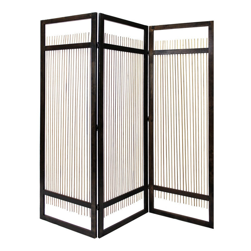 Yetta 72 x 72 Indoor Outdoor Folding Screen Room Divider, Willow, Brown