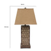 29 Inch Industrial Table Lamp Linen Shade Honeycombed Metal Base Khaki BM294240