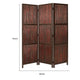 72 Inch 3 Panel Privacy Screen Hardwood Frame Bamboo Strips Brown Red BM294244