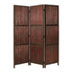 72 Inch 3 Panel Privacy Screen, Hardwood Frame, Bamboo Strips, Brown, Red