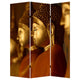 Brar 71 Inch 3 Panel Canvas Screen Dual Sided Buddha Print Black Brown BM294248