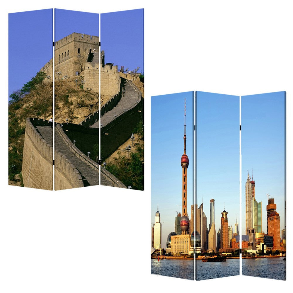 Brar 71 Inch 3 Panel Canvas Screen Great Wall of China Print Multicolor BM294249