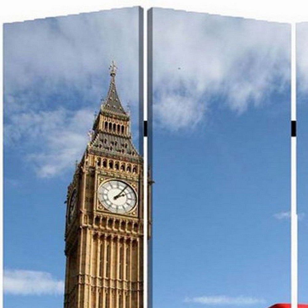 Brar 71 Inch 3 Panel Canvas Screen Big Ben London Cityscape Red Brown BM294250