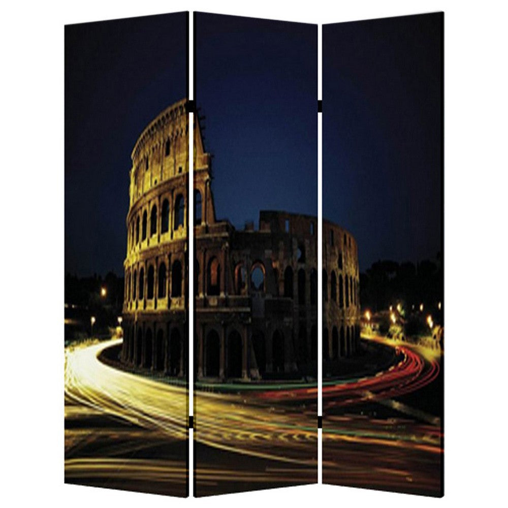 Brar 71 Inch 3 Panel Canvas Screen Michelangelos David Print Multicolor BM294252
