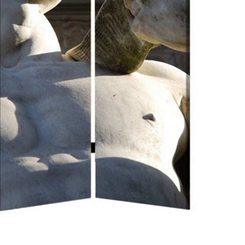 Brar 71 Inch 3 Panel Canvas Screen Michelangelos David Print Multicolor BM294252