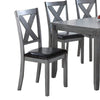 Modern 6 Piece Dining Set with Table 4 Chairs and Bench Gray Faux Leather BM294270