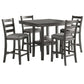 5 Piece Counter Height Dining Set, Table and 4 Chairs, Padded Seats, Gray By Casagear Home