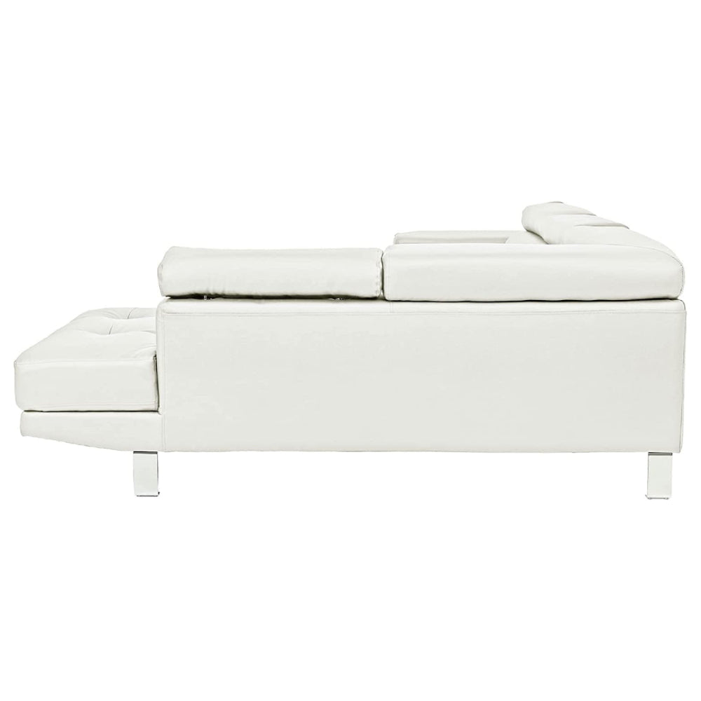 Cree 2 Piece Modern Sectional Sofa with Chaise Adjustable Headrests White By Casagear Home BM294272