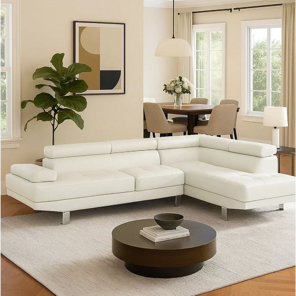 Cree Sectional Sofa | 2 Piece | Chaise | Headrests | White BM294272