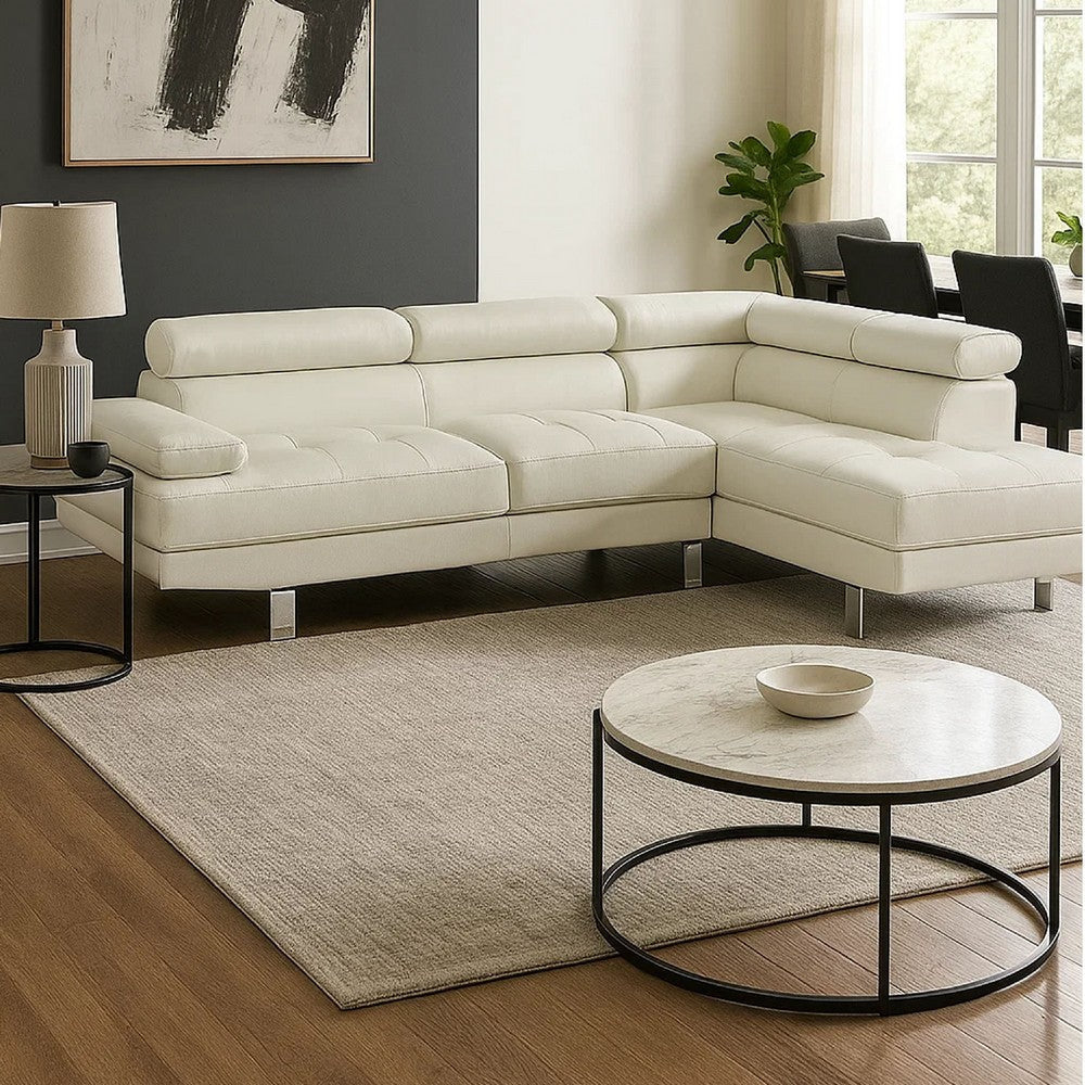 Cree Sectional Sofa | 2 Piece | Chaise | Headrests | White