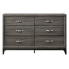 Mazie 58 Inch Modern 6 Drawer Dresser with Mirror Wood Frame Gray Finish BM294274