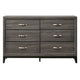 Mazie 58 Inch Modern 6 Drawer Dresser with Mirror Wood Frame Gray Finish BM294274